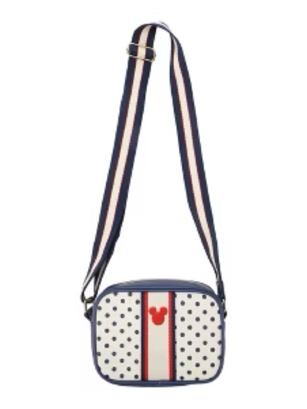 Disney Navy & White Polka Dot Crossbody with Red Accent